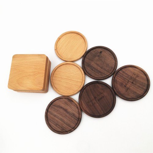 Blank non-sliding wooden coaster in stock drink round beech wood coaster