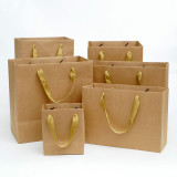 custom craft paper packaging bags with logo bolsas de papel printing shopping brown kraft paper bag with handle