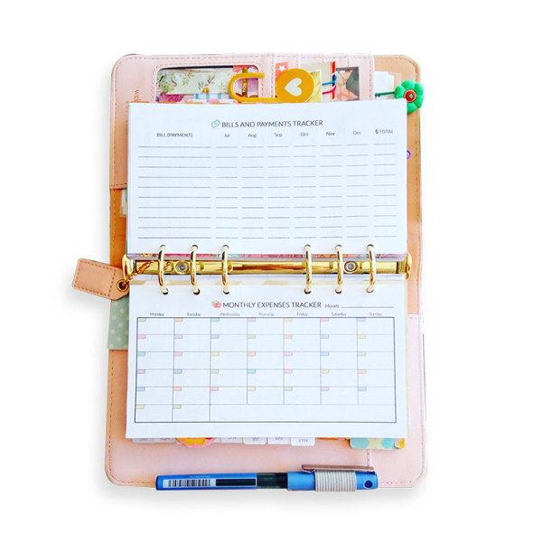 Custom Loose Leaf Pu Leather Personalized Monthly Budget Binder Planner with Tab Pages