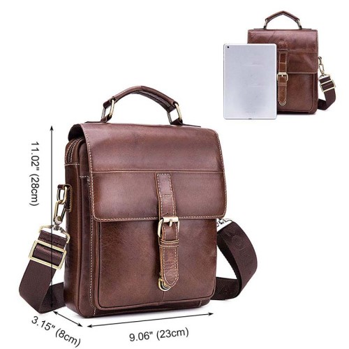 Genuine Leather Crossbody Shoulder Bag Messenger Small Satchel Briefcase Handbag for Men Women