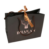Luxury personalized style customizable size black kraft paper bag with gold foil logo bags for clothing packaging