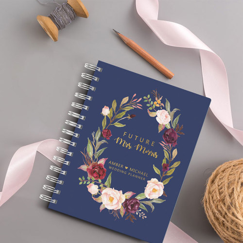 Custom Flowery Cover Spiral A5 Wedding Event Planner