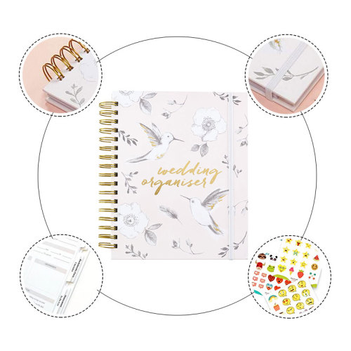 OEM Custom Golden Foil Wholesale Spiral Wedding Planner Books