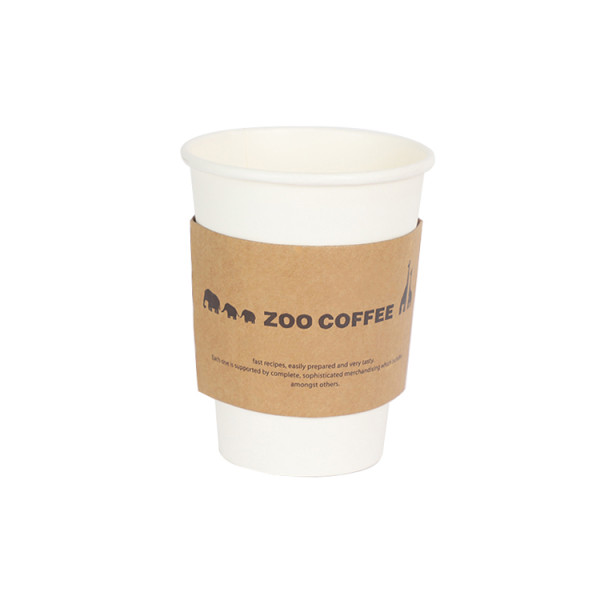 Factory custom printed PE coated coffee paper cup sleeve for heat insulation