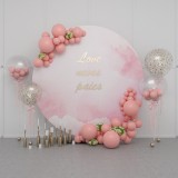 Round Wedding coustom white printing wall for birthday Party event Backdrop stand set