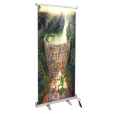 Advertise Display Custom Printing Aluminium Luxury Retractable Vertical electric trangle Roll Up Banner Stand