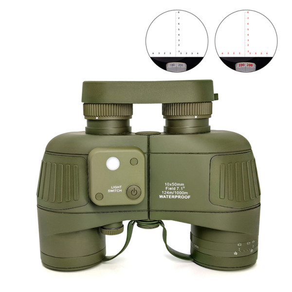 Microscopio Night Binoculars Vision Nocturna 7x50 Waterproof Waterproof & Fogproof & Rangefinder & Compass Army Green Porro Bak4