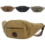 Canvas Waist Bag Large Capacity Outdoor Leisure Sports Travel Shoulder Bag Mobile Phone Belt Bag Fanny Pack
