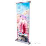 Custom logo design print aluminum retractable rotating advertising display scroll Electric roll up stand banner