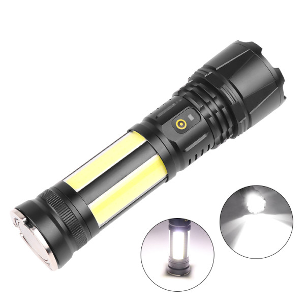 LED+COB  Super Bright Flashlight Zoomable 10000 High Lumen Tactical Flashlight USB Outdoor Torch Light for Camping