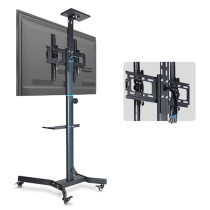 Adjustable Height Movable TV Cart Floor Stand Mount LED Trolley Stand with 4 Wheels