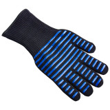 FG4 Oven Use Frame Retardant Kitchen Gloves Knitted Cloth Barbeque Grill Fire Proof Silicone Coating Heat Resistant Gloves BBQ