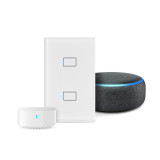 Wifi Wall Touch Switch US No Neutral Wire Required Smart Light Switch 2 Gang 220V Smart Home Support Alexa Google Home