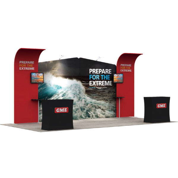 Portable trade show exhibition collapsible shell scheme curved top pop up banner stands booth