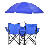 cheap umbrella sunshade 2 person double cooler folding beach camping chair attached table with canopy