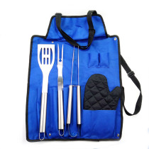 BQ906 4 Pcs Stainless Steel Apron Grill BBQ Tool Set
