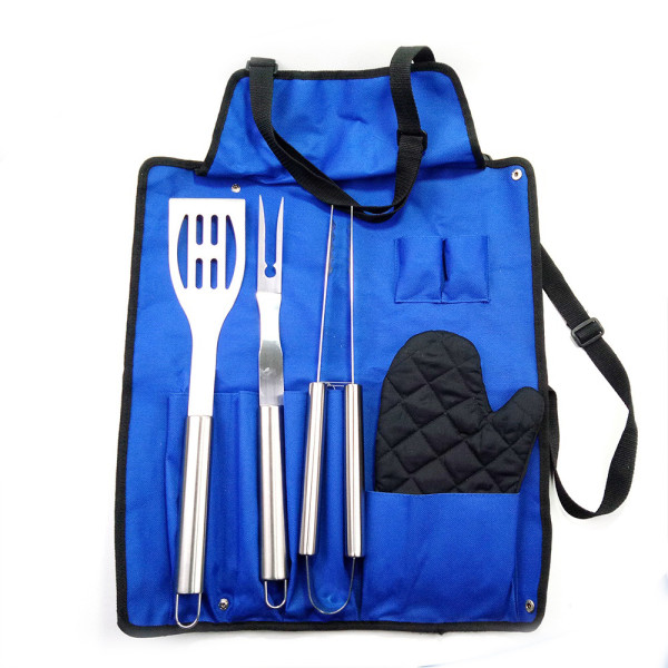 BQ906 4 Pcs Stainless Steel Apron Grill BBQ Tool Set
