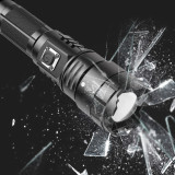 Long-range waterproof XHP70 2000LM Zoomable Strobe LED light portable mountain Electric Tactical Rechargeable Police Flashlight