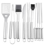 Hot selling AL-K003 10-Piece BBQ Stainless Steel Barbecue Grilling tool set with Aluminium Case