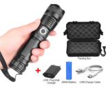 Rechargeable Tactical Flashlight Water Resistant XHP50 4000 lumens Zoomable Super Bright Flashlight Outdoor Torch