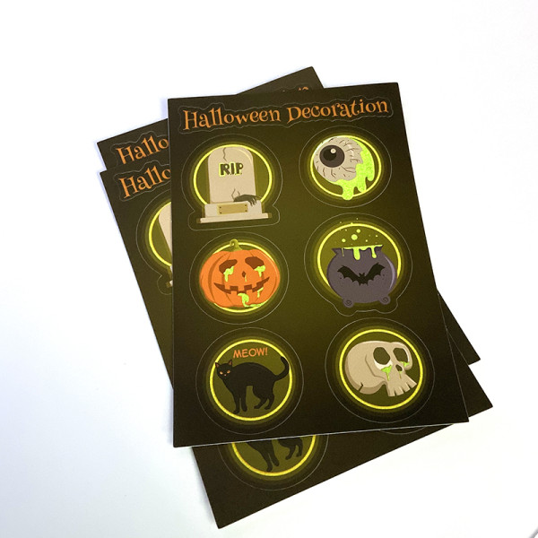 Wholesale Print Custom Vinyl Night Glow In Dark Logo Die Cut Waterproof Stickers