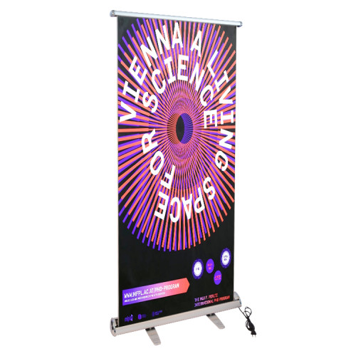 Advertise Display Custom Printing Aluminium Luxury Retractable Vertical electric trangle Roll Up Banner Stand
