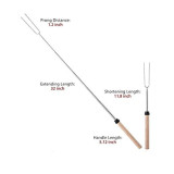 WB-J BBQ Sticks Kit Extending Roaster 32 Inch Set of 8 Telescoping Stainless Steel Skewer