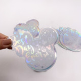 Kawaii Printer Cutting Glitter Laminate Sticker Custom Adhesive Rainbow Holographic Film Laptop Sticker