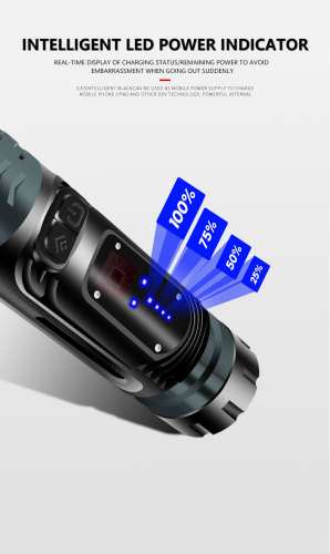 Zoomable  9000lumen Tactical Flashlight High Light Torch Camping Fishing xhp99+cob  Waterproof power bank display screen