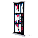 Custom logo design print aluminum retractable rotating advertising display scroll Electric roll up stand banner