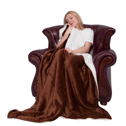 100% Polyester Double Layer Thick Flannel Fleece Sherpa Blanket