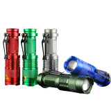 Custom colorful high power strong brightness zoom rechargeable battery holder torch mini flashlight