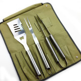 BQ906 4 Pcs Stainless Steel Apron Grill BBQ Tool Set