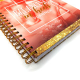 2020 Organizer Customized Printing Sequin Paperboard Cover Gold Edge Spiral Planner