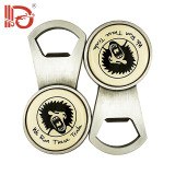 High quality customized factory zinc alloy round shape bottle opener golf with keychain