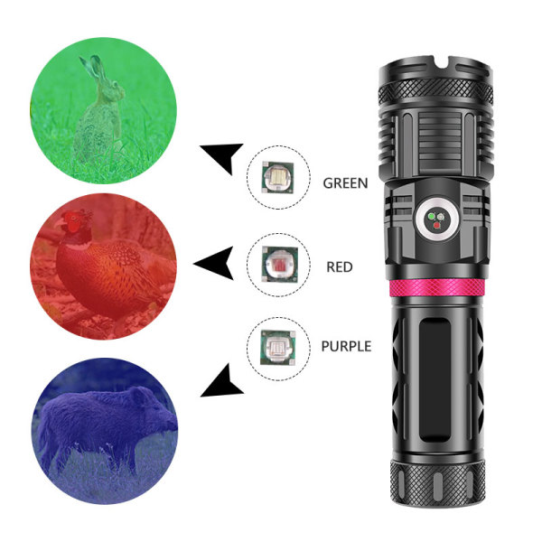 Brightest  XHP90 +COB Blue/green/red Light Powerful Torch Super Waterproof Zoom Hunting Light Use 18650 Or 26650 Battery