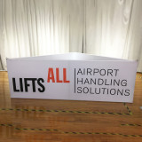Fabric tube hanging triangle banner for trade show display