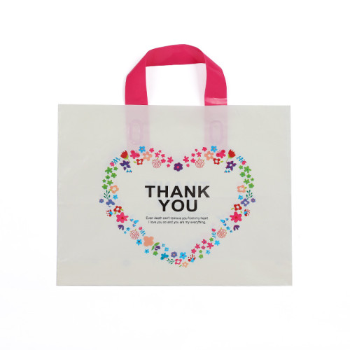 custom reusable printed logo plastic shopping bag with soft loop handle