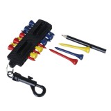 Golf Tee Caddy Keeper 12 Tees 2 Ball Markers Divot Tool Pencil Set with Keychain
