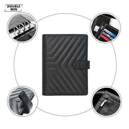 A5 Pu Genuine Leather Custom 6 Ring Binder Planner