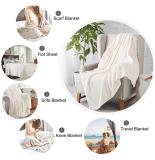 Super Soft Adult Flannel Fleece Cream Full/Queen Blanket Bed Throw Blanket