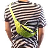 custom logo newspaper print PU bum sports running waterproof fanny pack belt sling crossbody waist bag