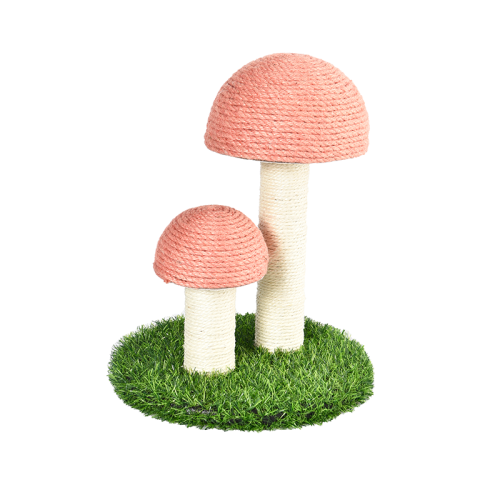 Mushroom Shape Hemp Rope Material Kitty Scratcher Toy Artificial Grass Cat Scratching Tree