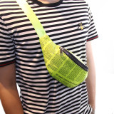 custom logo newspaper print PU bum sports running waterproof fanny pack belt sling crossbody waist bag