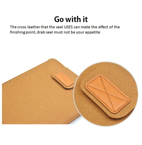 wool felt Leather Laptop Sleeve Bags 17 inch computer bag for Macbook