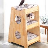 Cat Tree, Wooden Modern Cat Tower Cat Furniture with Removable and Washable Mats for Kittens, Large Cats and Pets