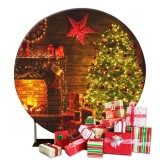 Custom Portable full color pillow case tension fabric backdrop stand Christmas circle birthday backdrop