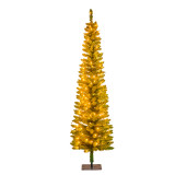 6ft 7ft 8ft 9ft Slim Pre Lit Pine Needle Artificial Christmas Trees with LED Lights