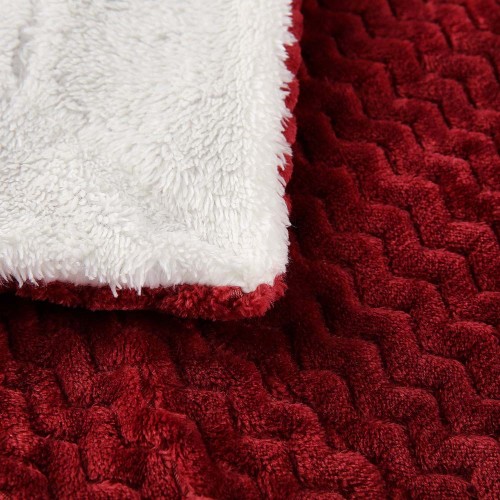Super Soft Jacquard Weave Plush Flannel Fleece Microfiber Sherpa Blanket for Bed/Sofa/Couch