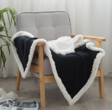 Reversible Flannel/Sherpa Throw Blanket Cozy Warm Plush Fuzzy Easy Care Couch Sofa Bed Blankets 60 x 80 Inches